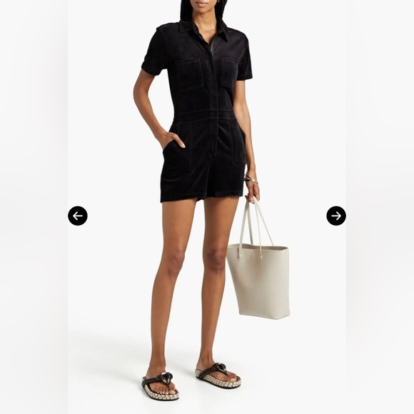 MONROW black velour romper / play suit size Small NWT $175 - Picture 2 of 11